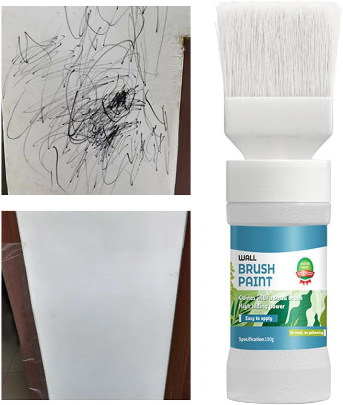 Wall Paint White Touch up Paint for Walls | Wall Repair Tool Scratch Repair White Paint | Stain Remover, Quick Drying Paint Touchup, Brush for Walls, Effortless Cleaning image number 2