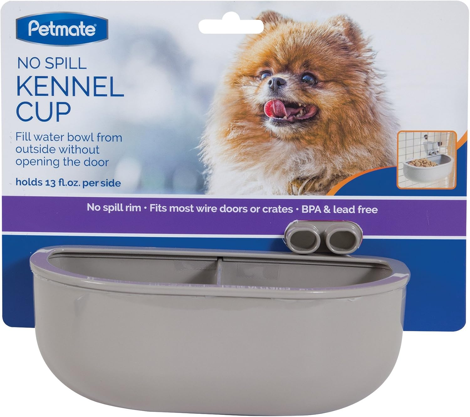 Petmate Double Diner Kennel Bowl, Gray, Small image number 1