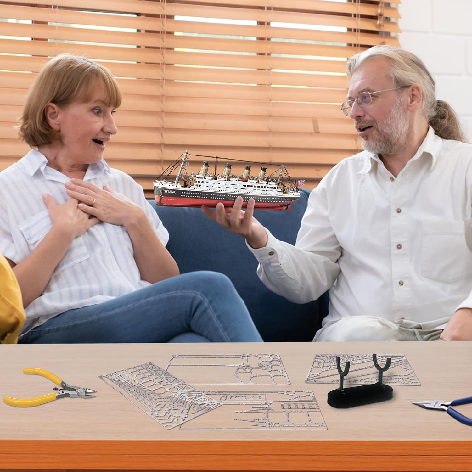 Piececool 3D Puzzles for Adults - Titanic Metal Ship Model Building Kits, Difficult Watercraft Cruise DIY Arts and Crafts Birthday Christams Gifts for Men Women Couples Desk Decor image number 2