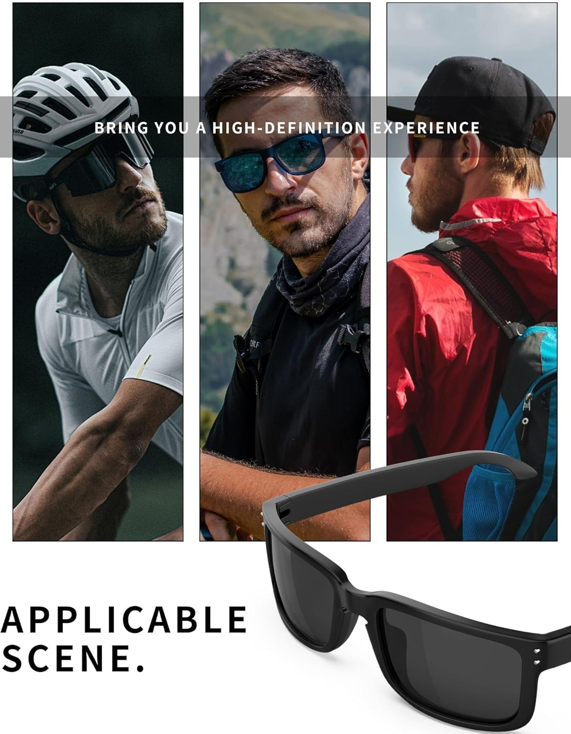 Combine8 Ploarized Replacement Lenses for Oakley Flak 2.0 XL OO9188 Sunglasses - Black + Ice Blue image number 2