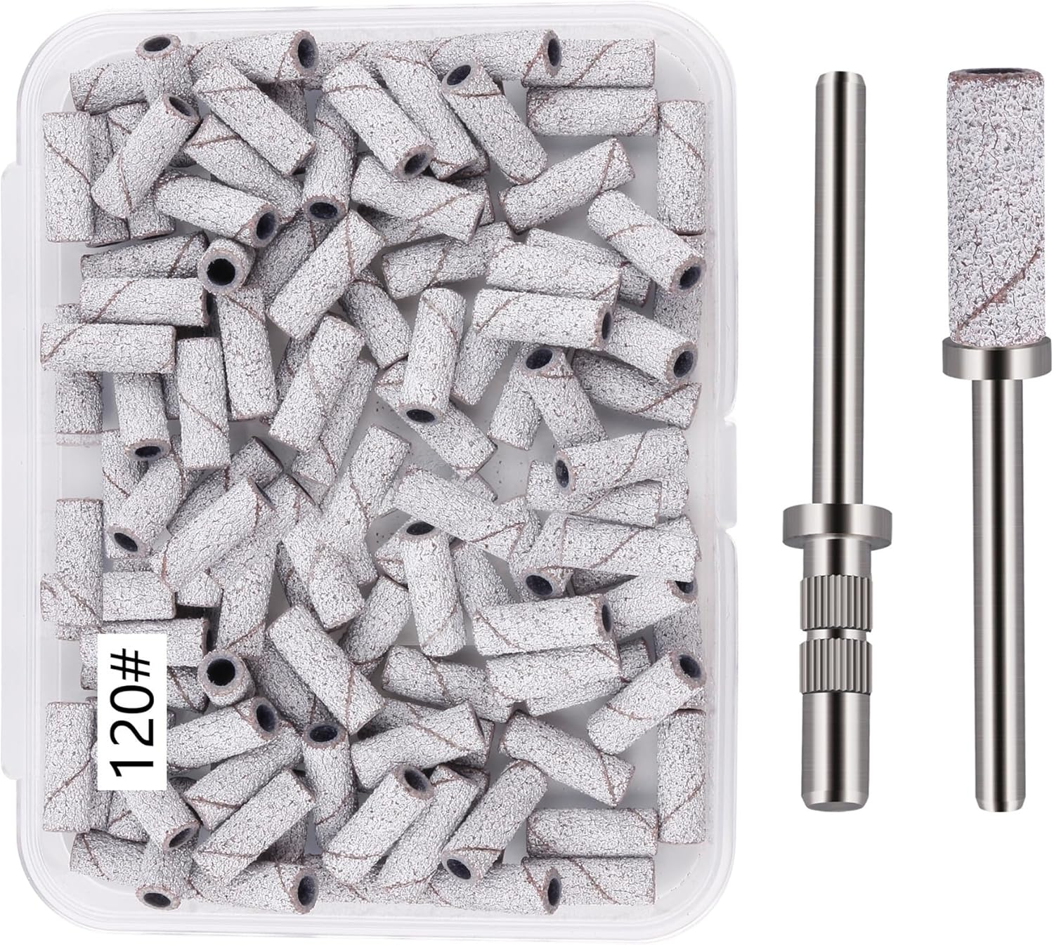 Yisis 100-Pack 120 Grit Small Sanding Bands for Nail Drill, 3.1MM Mandrel - Extreme Fine Abrasive Bands for Natural, Acrylic & Gel Nails, Manicure and Pedicure Precision Work (White-180 Grit)