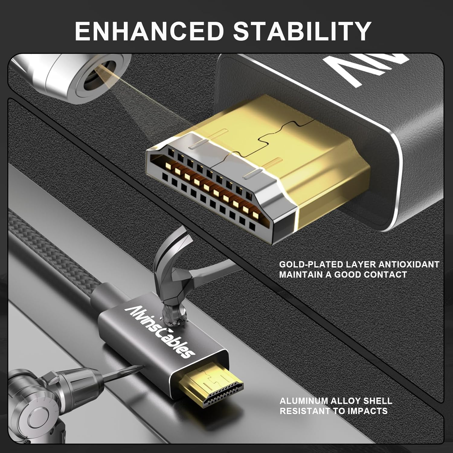 Alvin'S Cables 8K 2.1 Micro HDMI to HDMI Coiled Cable for Atomos Ninja V, 8K@60Hz 4K@60Hz High-Speed HDMI Cable for Sony A7RIII A7II A7M3, for FUJIFILM X-T4 X-T3, Braided Black image number 2