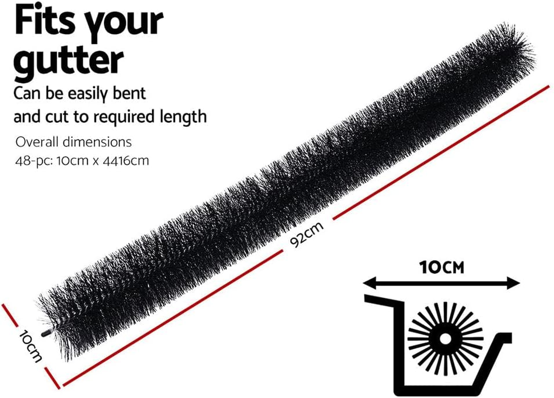 Gardeon 48 Pcs Gutter Brush Guard 92X10Cm Length Leaf Twigs Filter Home Garden image number 2