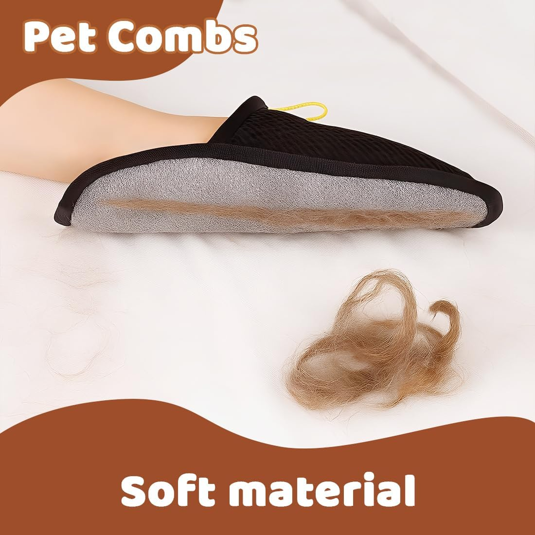 JYNVO Fellblitz Brush Set Self-Cleaning (2 Brushes + Fur Glove) for Dogs and Cats - Flea Comb, Massage Brush for Long and Short Hair (Green & Yellow)