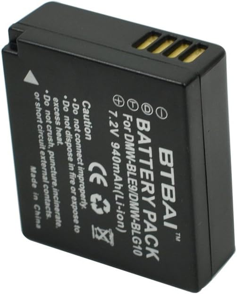 USB LCD Dual Charger +2X 940Mah Battery for Panasonic DMW-BLE9E DMW-BLE9 DMW-BLG10E DMW-BLG10 Lumix DC-TZ100 DC-TZ90 DMC-GX7 DMC-GX85 DC-ZS200/TZ200 TZ220 DMC-GF3 DMC-GF5 DMC-LX100 Camera