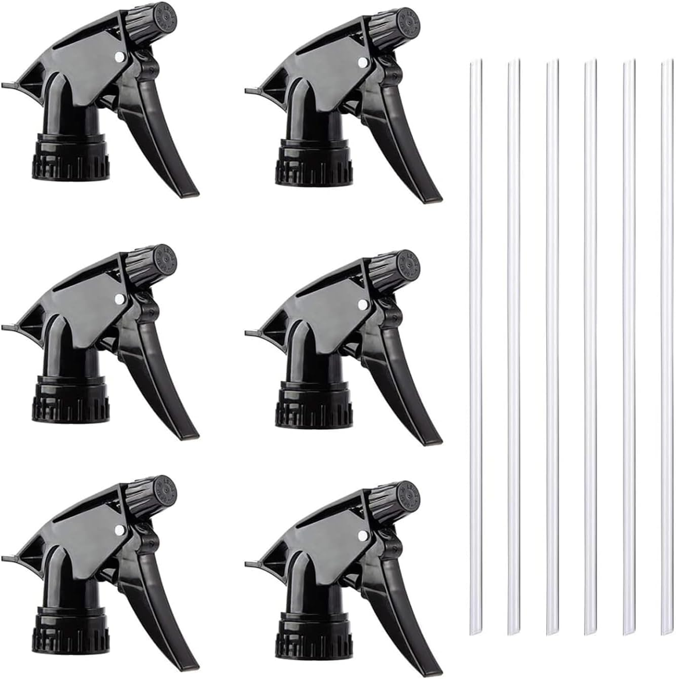 6Pcs Heavy Duty Trigger Sprayer Replacement Nozzles - 28-400 Spray Bottle Nozzle, Plastic Sprayer Tops, Standard Mist Spray Nozzle, Black