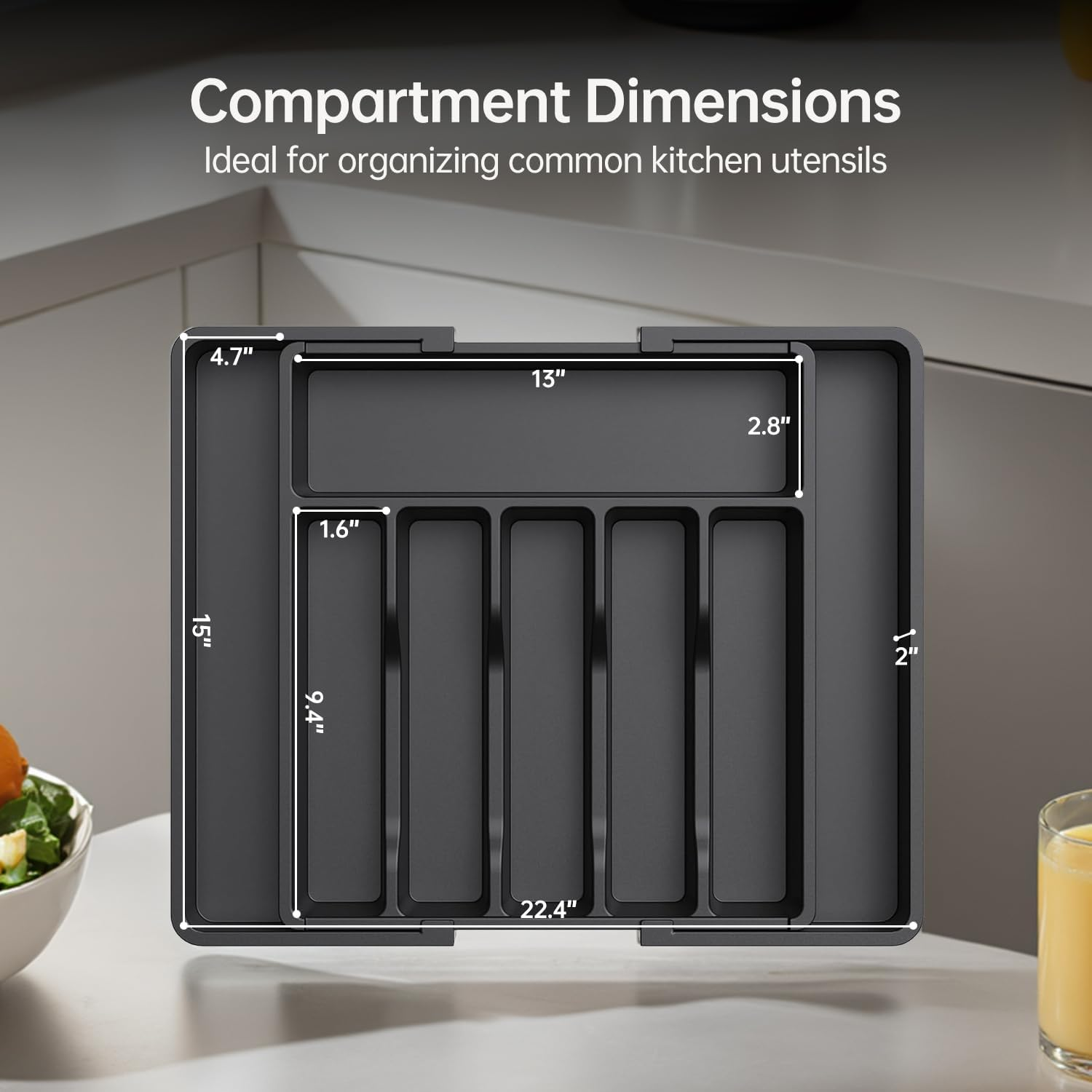 Upgraded Expandable Kitchen Drawer Organizer &ndash; Dustproof & Anti-Slip Design | Keep Utensils Secure & Scratch-Free | Anti-Mold Material for Long-Lasting Freshness | Fits Various Dishware Types image number 6