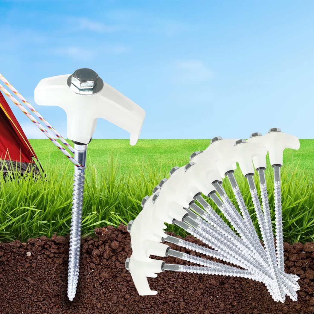 Mountview Tent Pegs Heavy Duty Screw Steel in Ground Camping Outdoor Stakes X15, 15Pcs Tent Stakes with Sotrage Box Case,Adaptor,Peg Puller, Galvanized Steel Tent Pegs for Camping,Garden,Sand,Beach image number 4