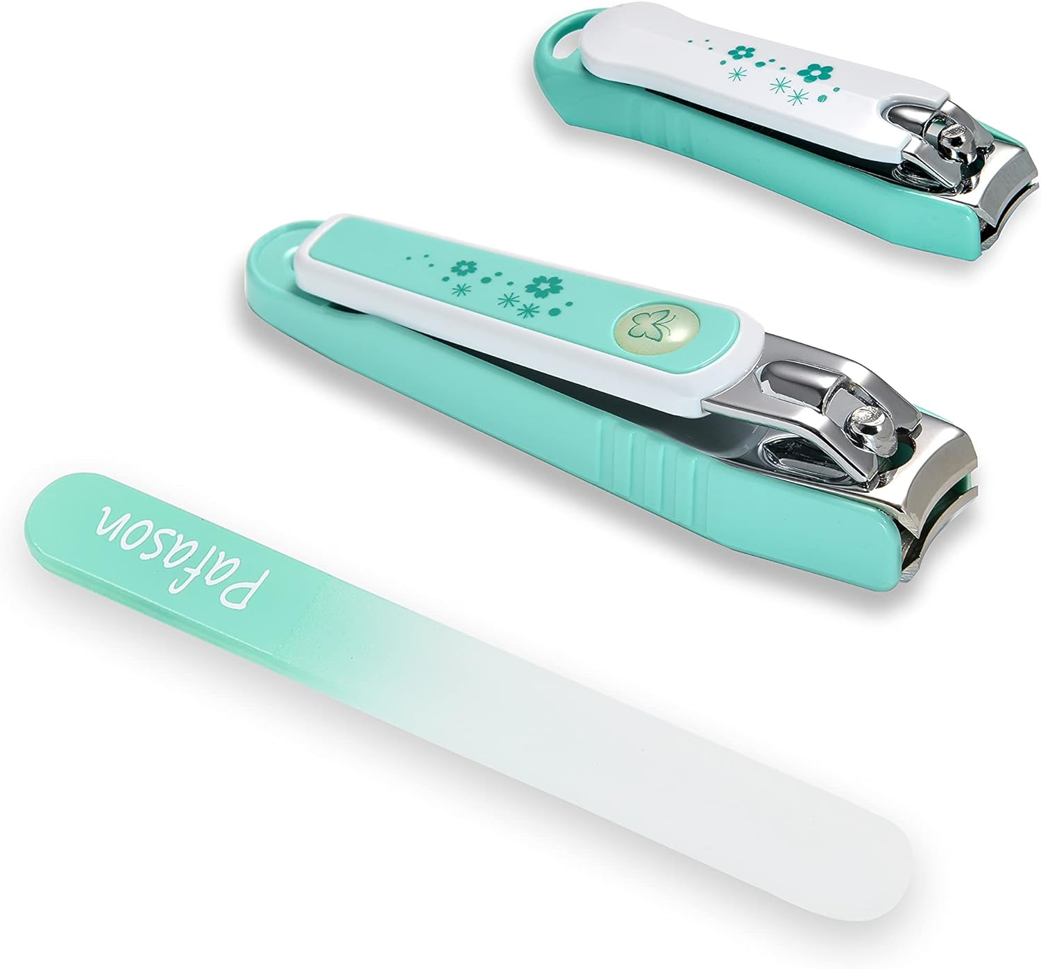 PAFASON Ultra Sharp Stainless Steel Nail Clipper Trimmer Cutter Set with Built-In Nail Catcher & Nail File 2 Pack Fingernail & Toenail Clippers for Men & Women