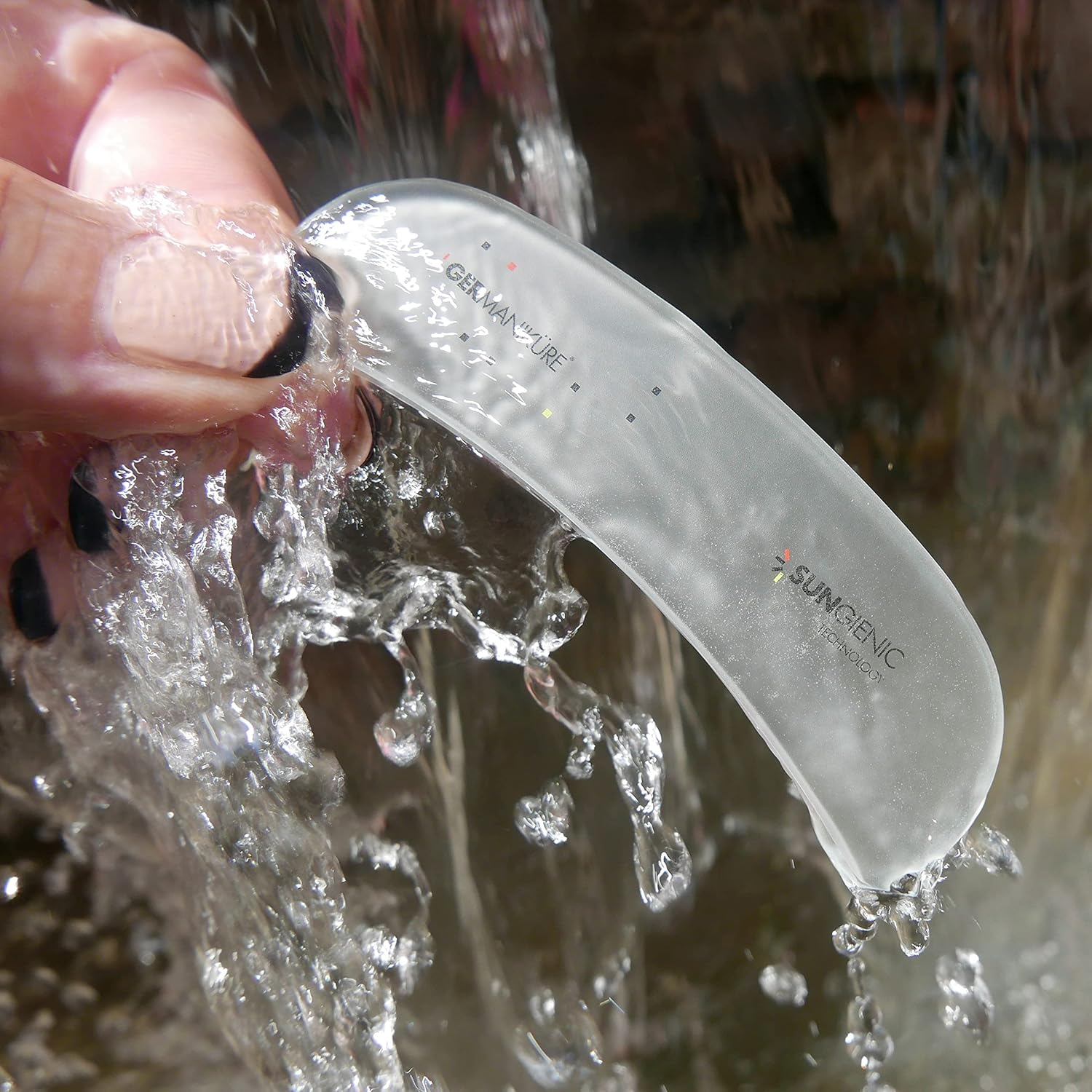 GERMANIKURE Gray Glass Moonfile in Suede Case, Ethically Made in Czech Republic, Easy Guided Nail File image number 4