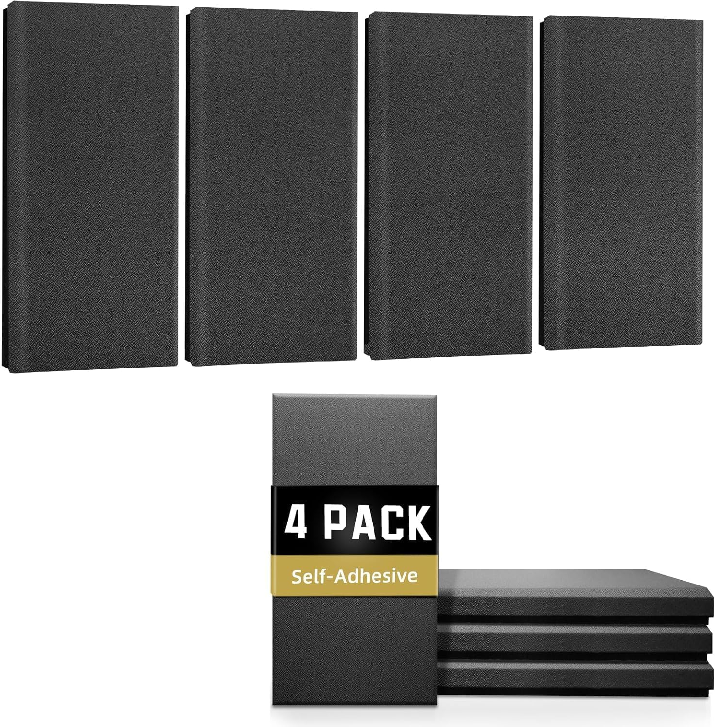 Acoustic Panels Sound Absorbing: 4 PCS Large Acoustic Wall Panels 23.6&Prime; &times;11.8&Prime; &times;1.37&Prime; Soundproof Wall Panels Fashions Sound Panels Self-Adhesive Acoustic Panels for Studios Office Home Theater (Grey) image number 5