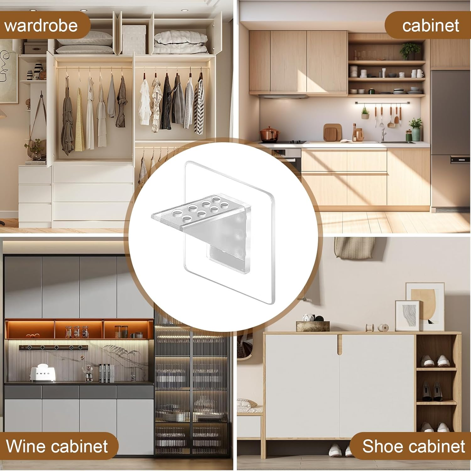 15Pcs Shelf Support Pegs,L-Shaped Support Racks,Self Adhesive Shelves Clips,Strong Partition Holders,Wardrobe Partition Holder Fixing Sticking Hook, for Kitchen Clapboard Layer Cabinet Book Shelves image number 6