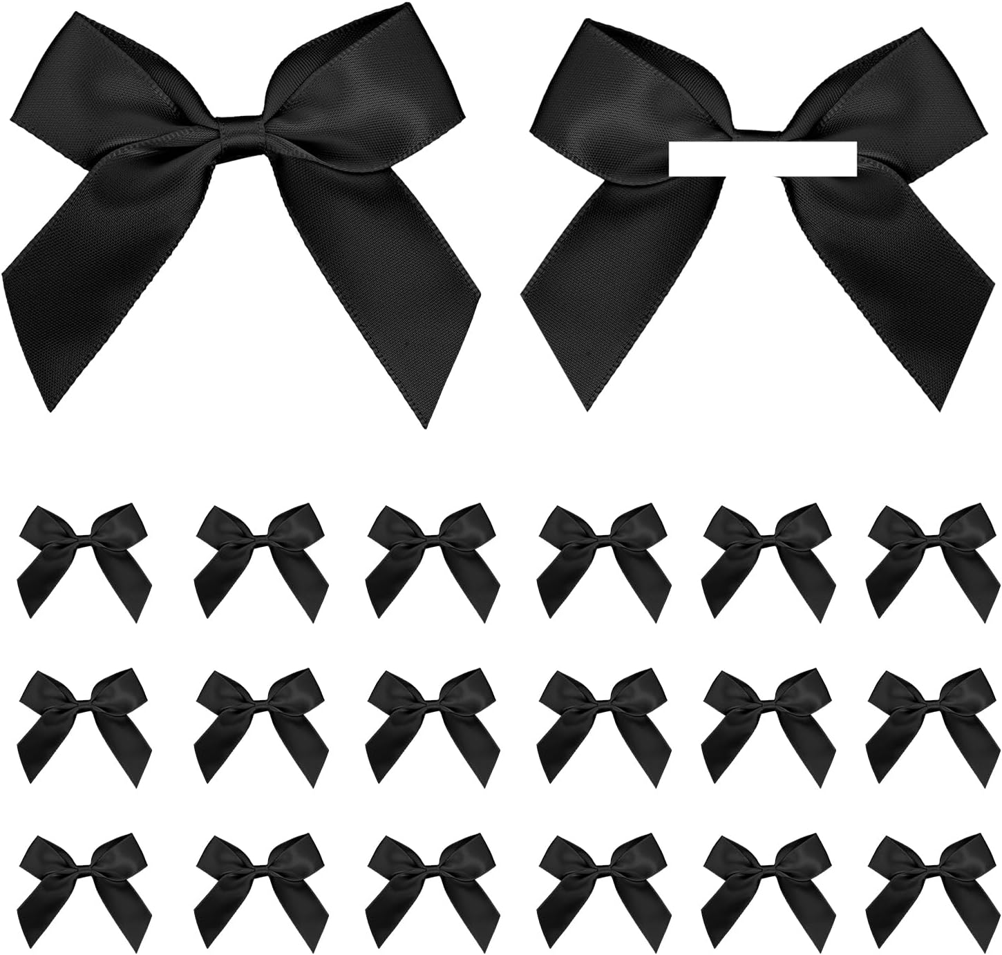 Satin Ribbon Sky Blue Bow Decor 2.5" Premade Pink Twist Tie Bows for Gift Wrapping Treat Bags Party Favors Wedding Decorations - 50 Counts