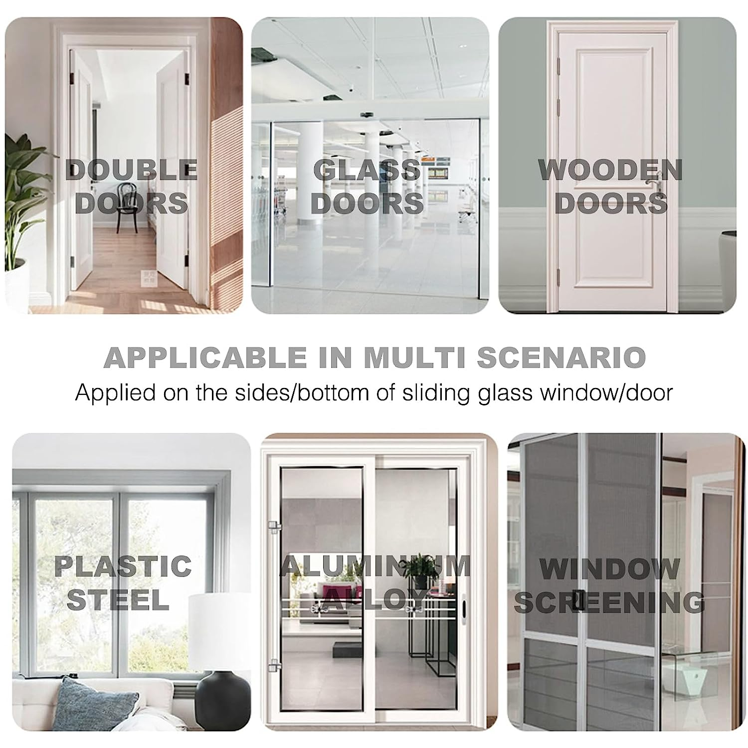 Weather Stripping for Windows, Gray Adhesive Brush Door Sweep Bottom Pile Weatherstrip Felt Door Seal Strip Wardrobe Seal,Pile Height 9Mm X 33 Ft (For Gaps 4.5-7.5 Mm) - Gray image number 2