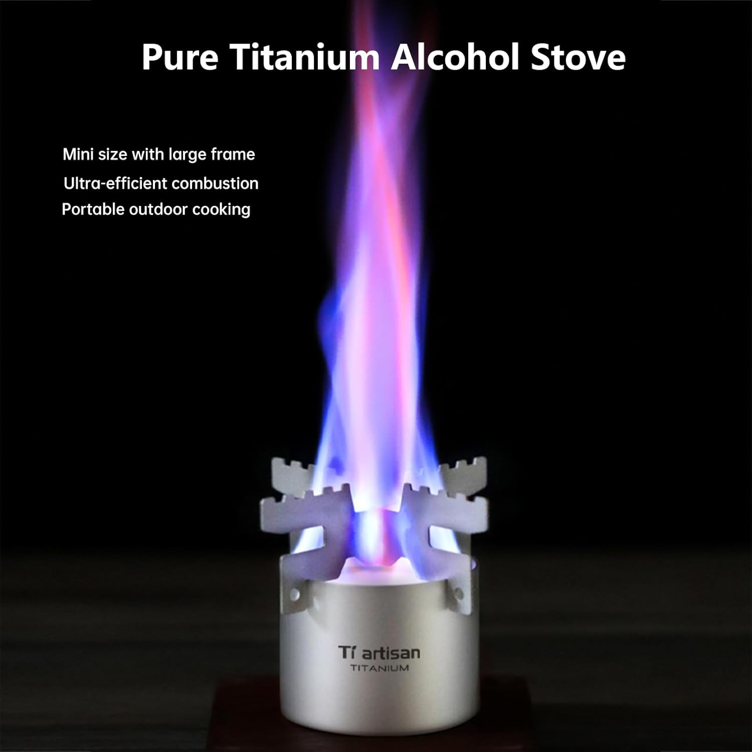 Ti Artisan Titanium Alcohol Stove with Cross Stand Portable Lightweight Stove for Outdoor Camping Hiking image number 2