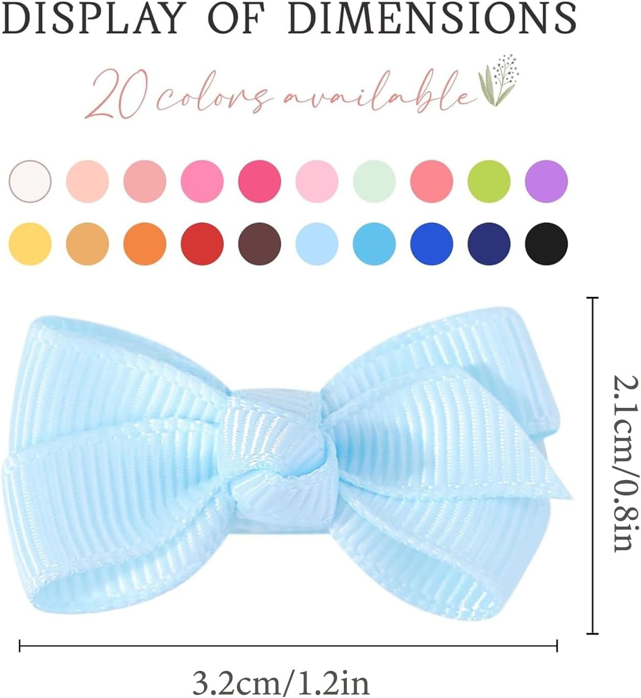 20Pairs 2.75'' Baby Girls Hair Bows Grosgrain Boutique Bow Clips for Teens Toddlers Kids Children Infants in Pair