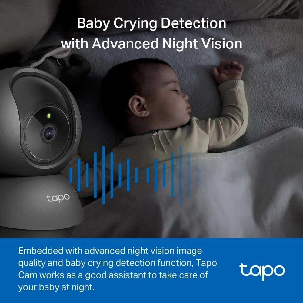 Tapo Tp-Link Smart Home Security Wi-Fi Camera, Baby Monitor, 1080P, 360&deg;, Free AI Tracking, Motion & Person Detection, Notification, Night Vision, SD Card, Voice Control, No Hub Required(Tapo C201) image number 1