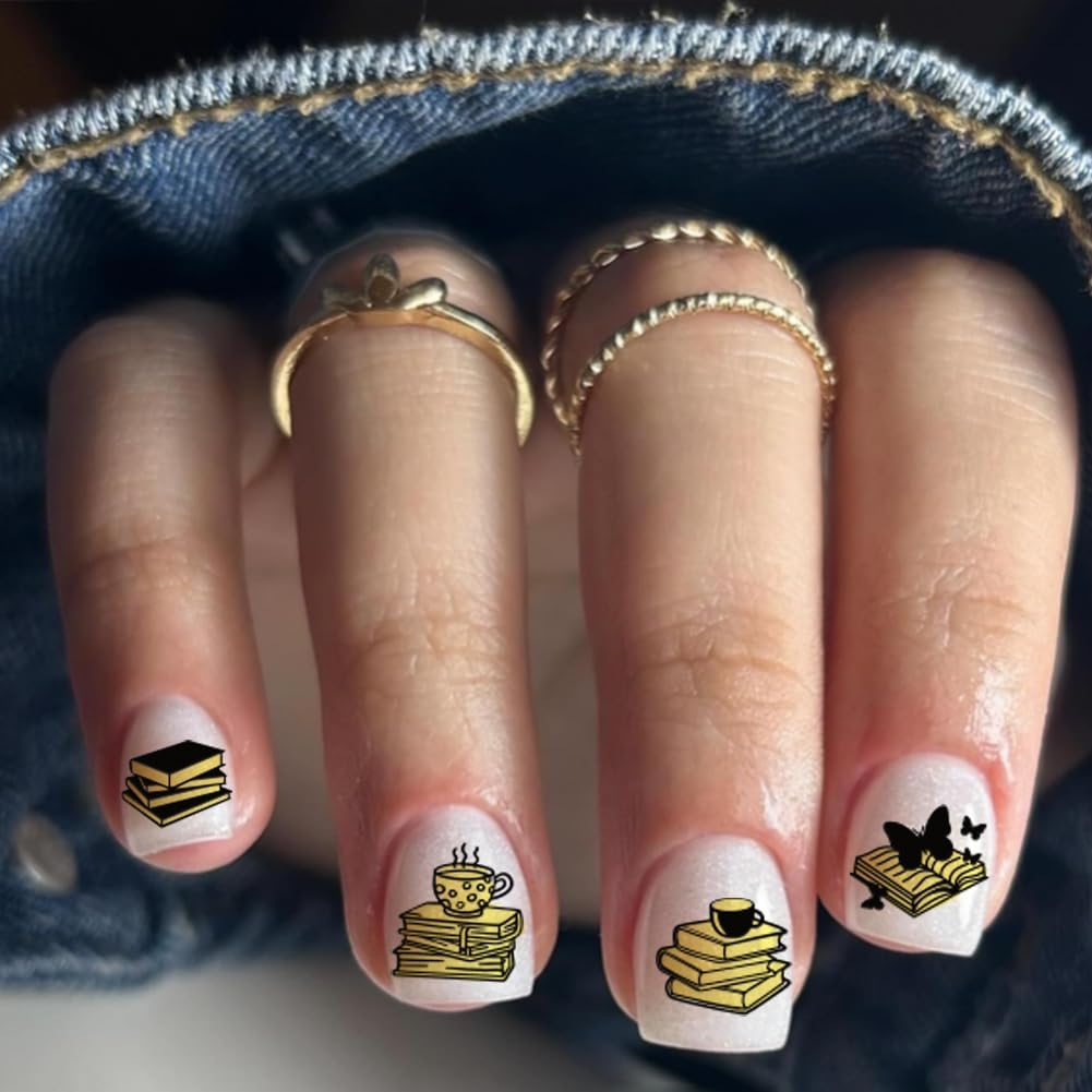 PH Pandahall 3Pcs Reading Book Nail Stamp Plate Book-Lover Theme Nail Art Templates Stainless Steel Image Plates Owl Flower Art Stencils for Back to School 4.7X2.3 Inch image number 1