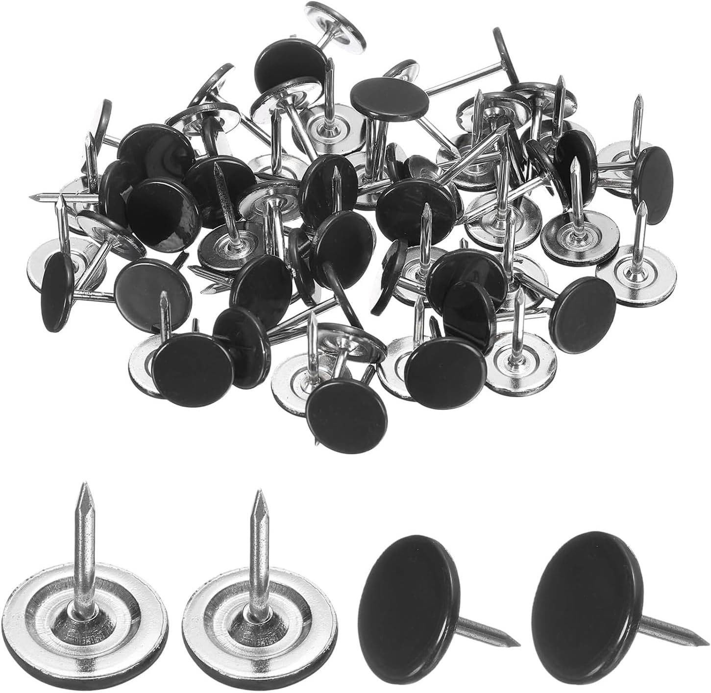 Yharnamite 100Pcs Upholstery Tacks, 11 X 13Mm Flat Head Thumb Tack Decorative Furniture Nails Push Pins for Furniture, Sofa, Headboards (White)