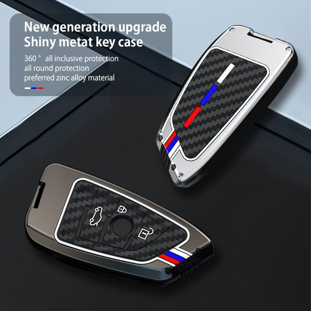 Ontto Luminous Car Key Cover Fit for BMW X1 X3 X4 X5 X6 1 2 3 5 7 Series G20 G02 G05 G31 G23 Key Holder Alloy Silicone Smart Shell Case Keyring Keychain Auto Styling Accessories Silver B1 image number 5