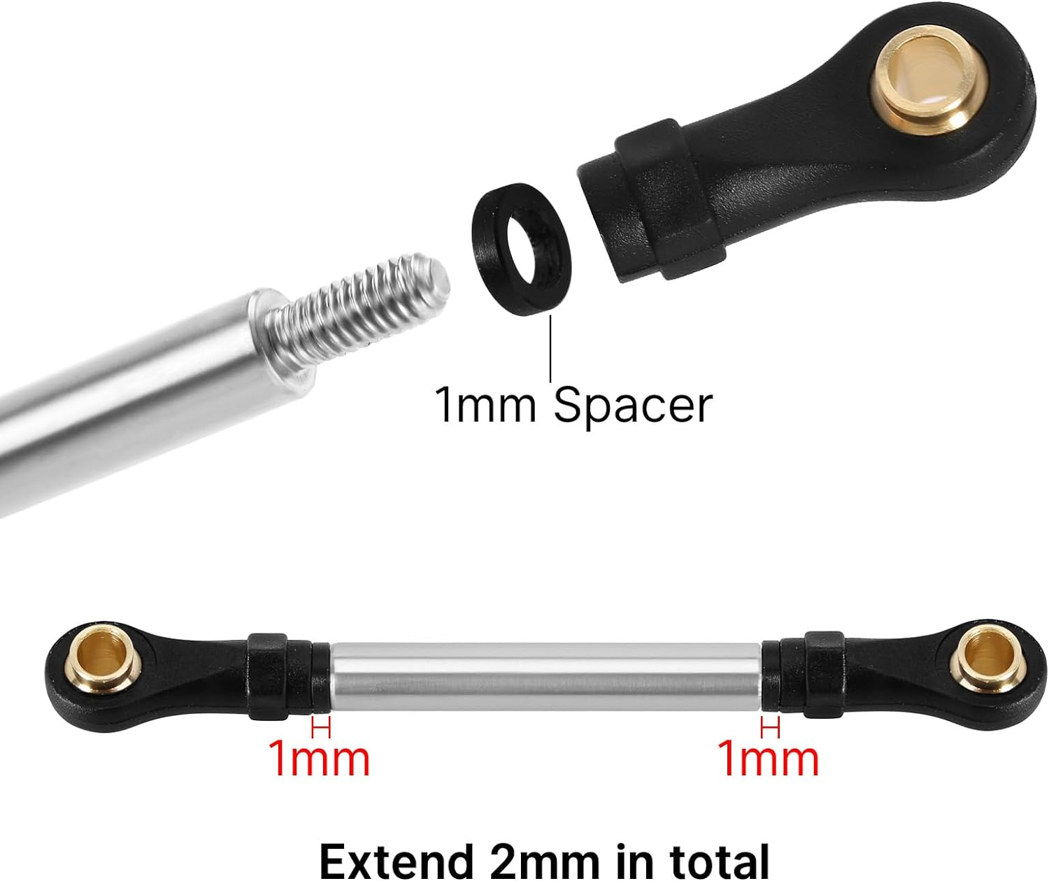 INJORA Stainless Steel Steering Link & High Clearance Chassis Links Set for 1/18 RC Crawler TRX4M High Trail K10 F150 image number 5