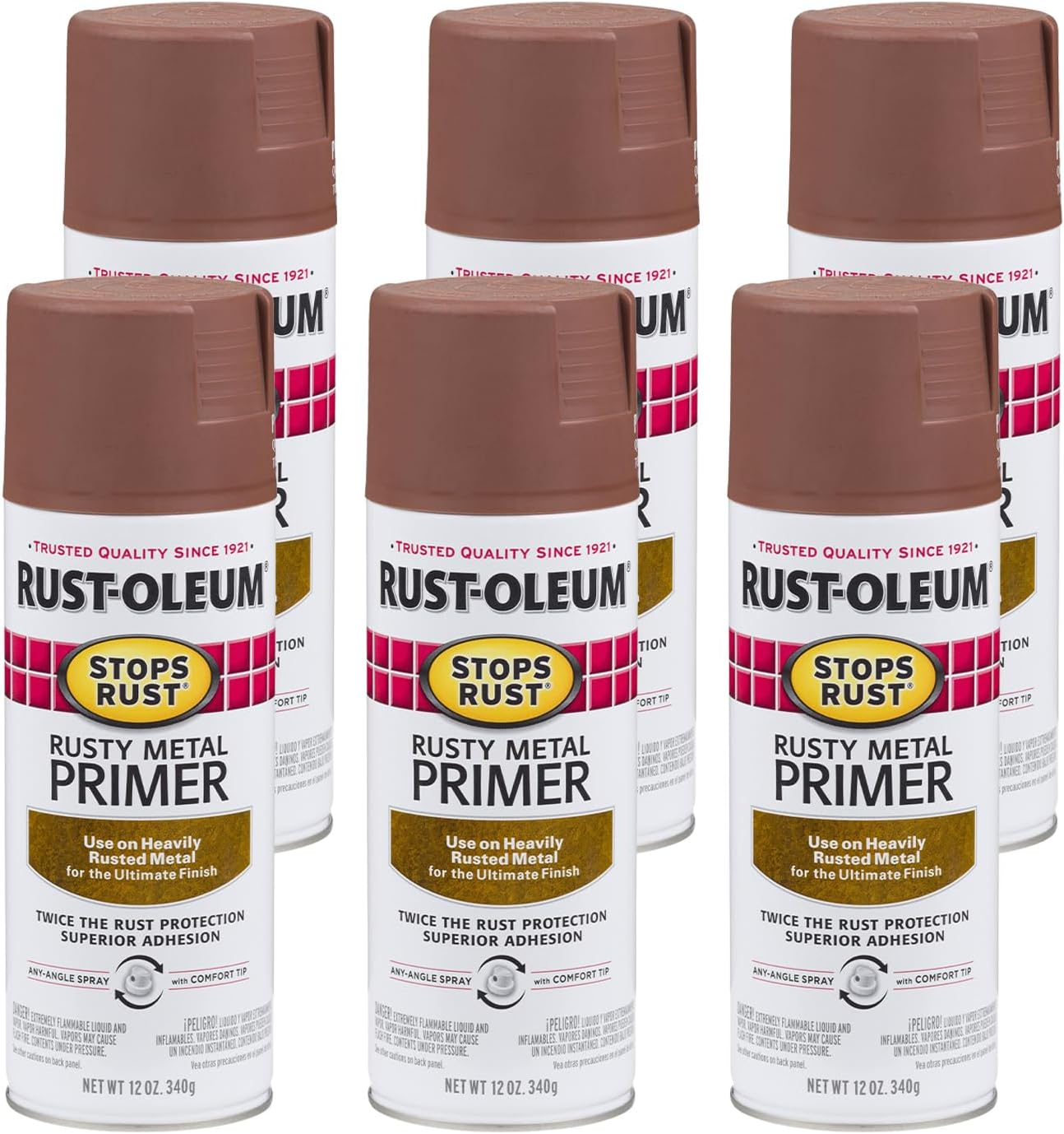 Rust-Oleum Stops Rust Rusty Metal Spray Primer, Flat Red, 340 G (Pack of 6)
