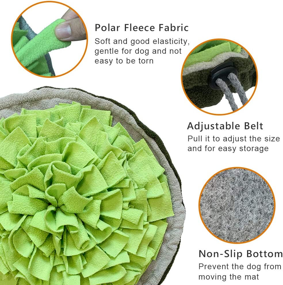 SCHITEC Dog Snuffle Mat & Collapsible Travel Bowl, Interactive Nosework Feeding Pad Treat Dispenser for Small Dogs Cats, Slow Feeder Pet Puzzle Toys for Stress Relief and Boredom Relief image number 1