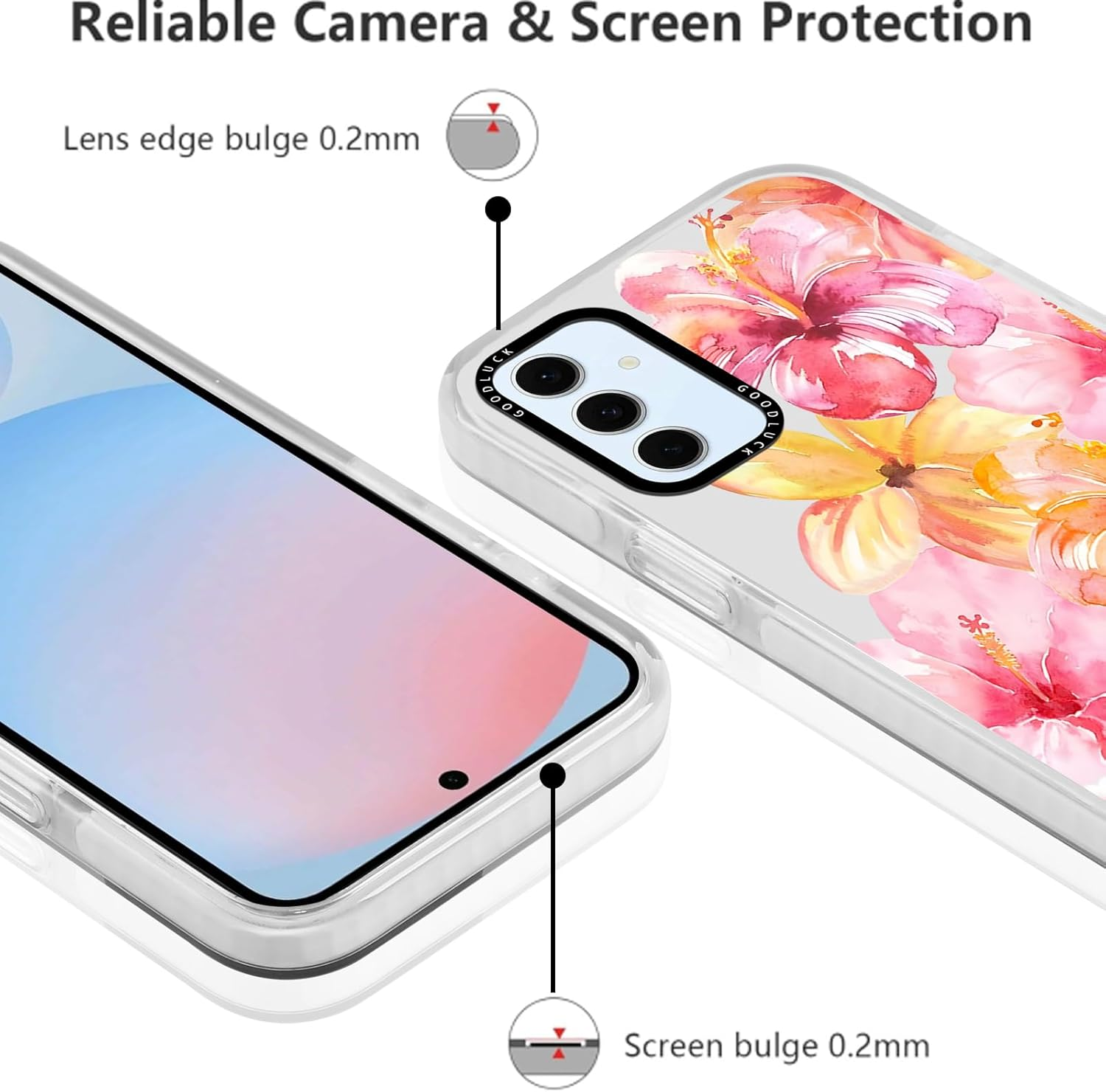 Yoedge Transparent Mobile Phone Case for Samsung Galaxy S24 FE Case, Aesthetic Hibiscus Flowers Summer Pattern Shell Design Girls Gift Protective Case Silicone Case for Samsung S24 FE 6.7 Inches image number 1