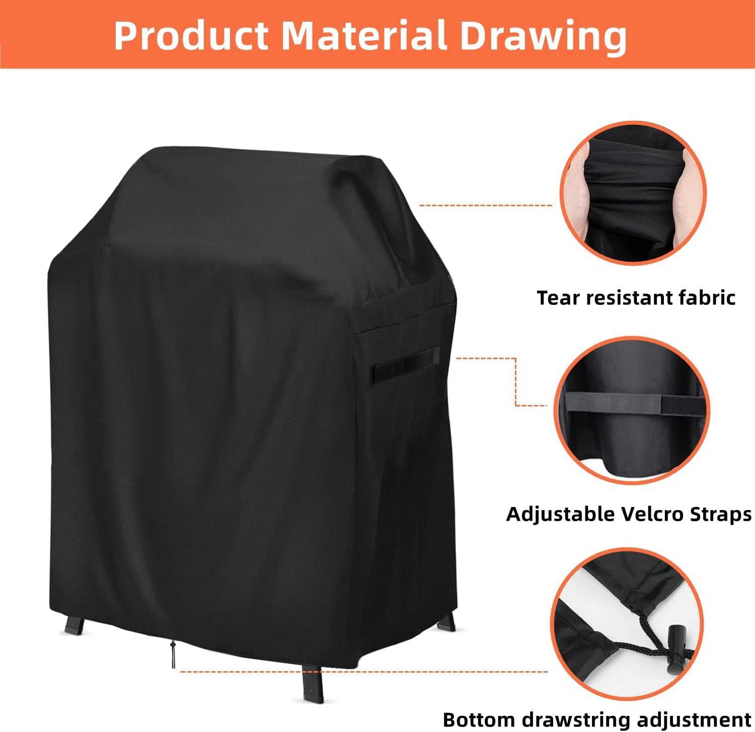 Cover for Ninja Woodfire Pizza Oven - Adjustable Drawstrings, UV & Water-Resistant (Fits Oven on Stand) image number 4