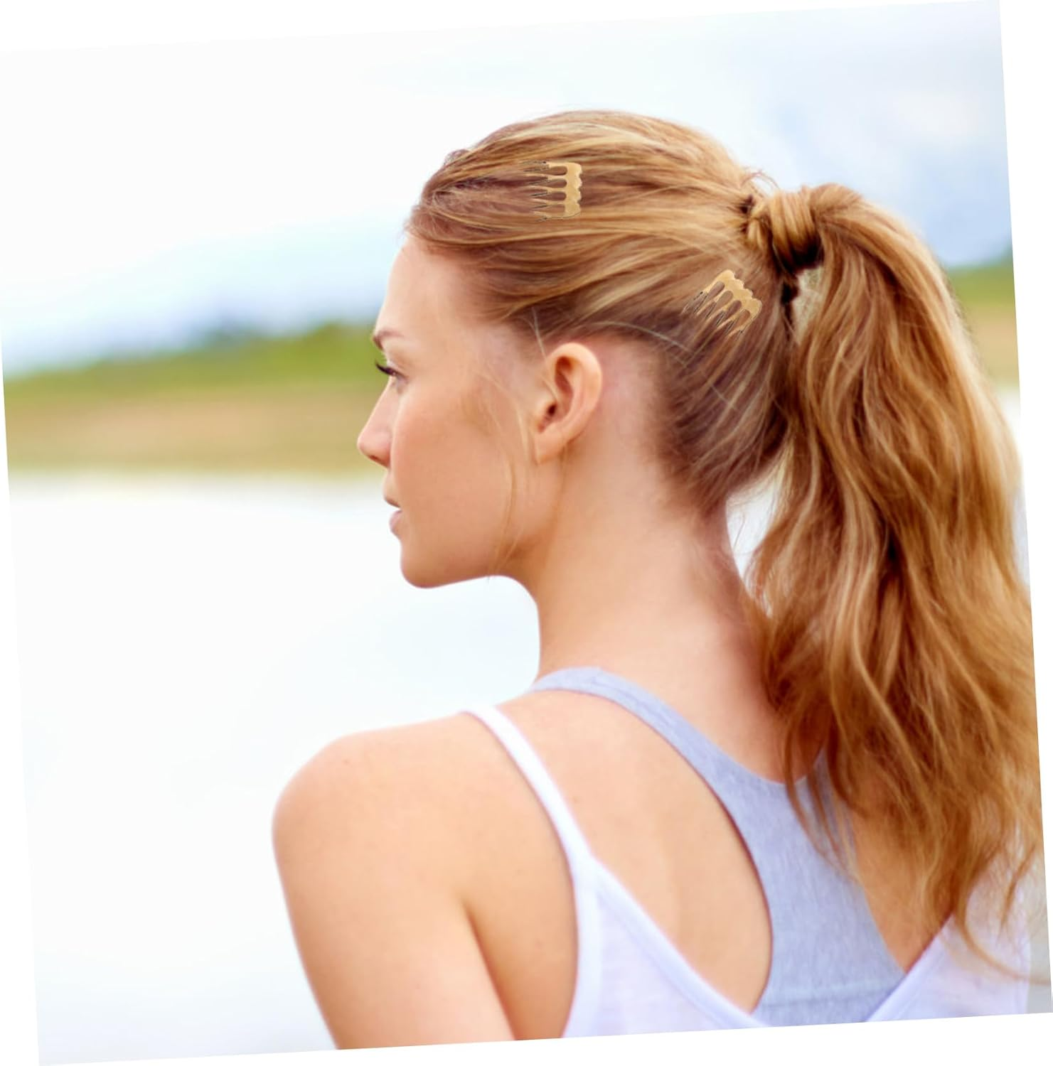 UKCOCO 10 Pieces Side Combs for Women Mini Combs Decorative Gold Hair Accessories Wedding Ceremony image number 3