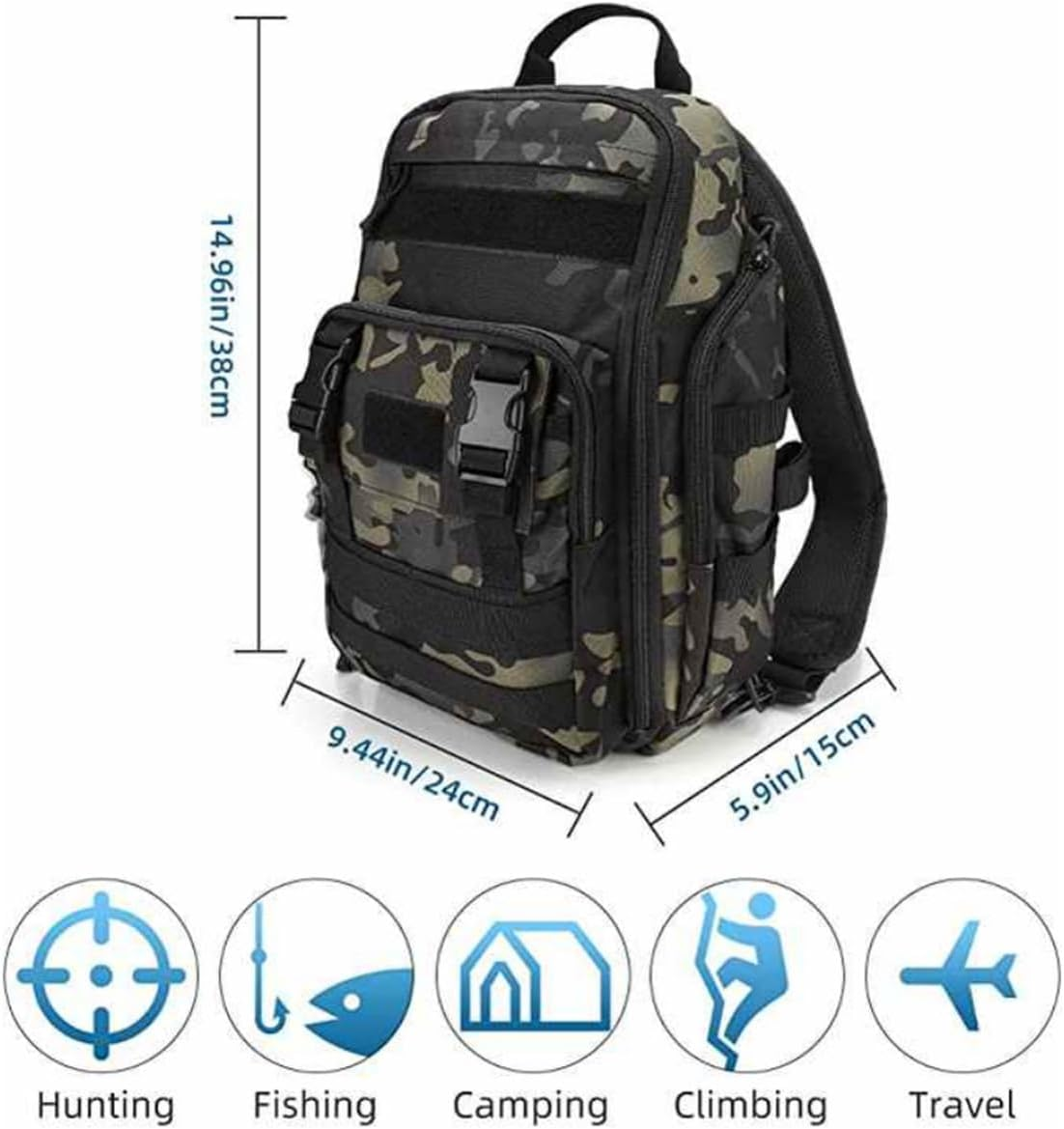 AIMALL Tactical Backpack - Expandable 600D Nylon Military Backpack with MOLLE System, Multiple Compartments, Water-Resistant, Hydration Compatible for Travel and Combat
