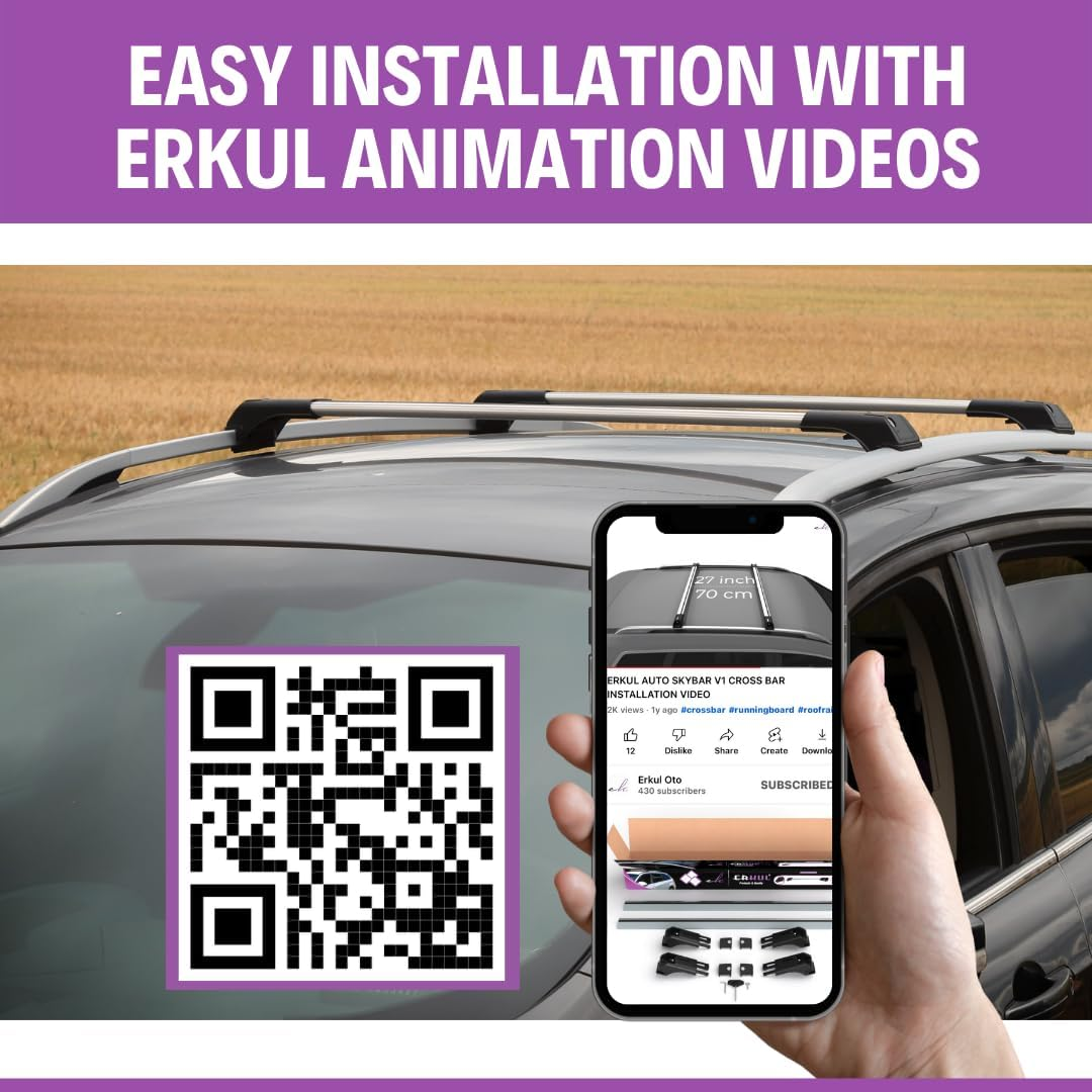 Skybar V1 Roof Racks for Volkswagen Golf Alltrack with Raised Rail (2015 to 2020) Black/Silver (Silver) | SUV Roof Racks, Easy Installation, Vehicle Specific Fit, 5 Year Warranty image number 6