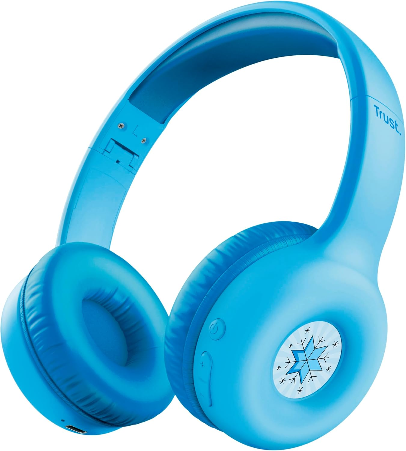 Trust Nouna Kids Headphones Wireless with Safe Volume Limit (85Db) for Girls, Children Age 4-10, on Ear Foldable Headset with Microphone, Kids Bluetooth Headphones with Stickers, 15H Playtime, Blue