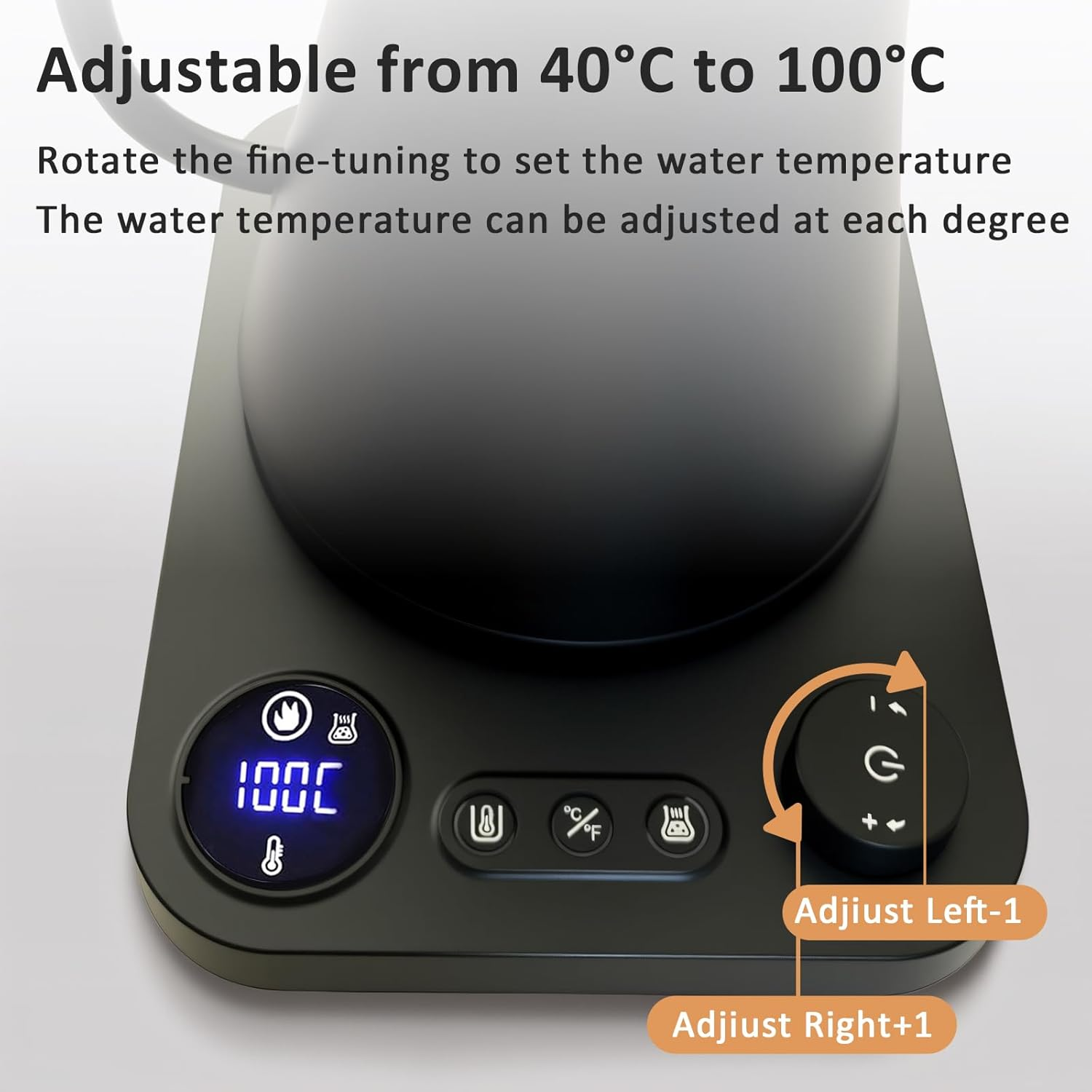 Smart Digital Electric Kettle with Variable Temperature Control, Stainless Steel Inner, 1200W Quick Heating Gooseneck Electric Kettles, Stylish Matte Finish for Coffee & Hot Beverages, 0.9L (Black)