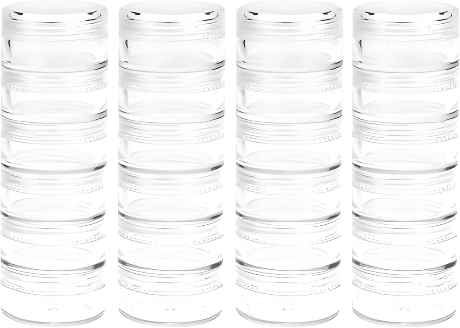 4 Set 6 Layer Clear Stackable round Plastic Containers,Small Plastic Containers for Beads, Nail Glitter, Cosmetic Samples, Travel & Home Organization image number 4