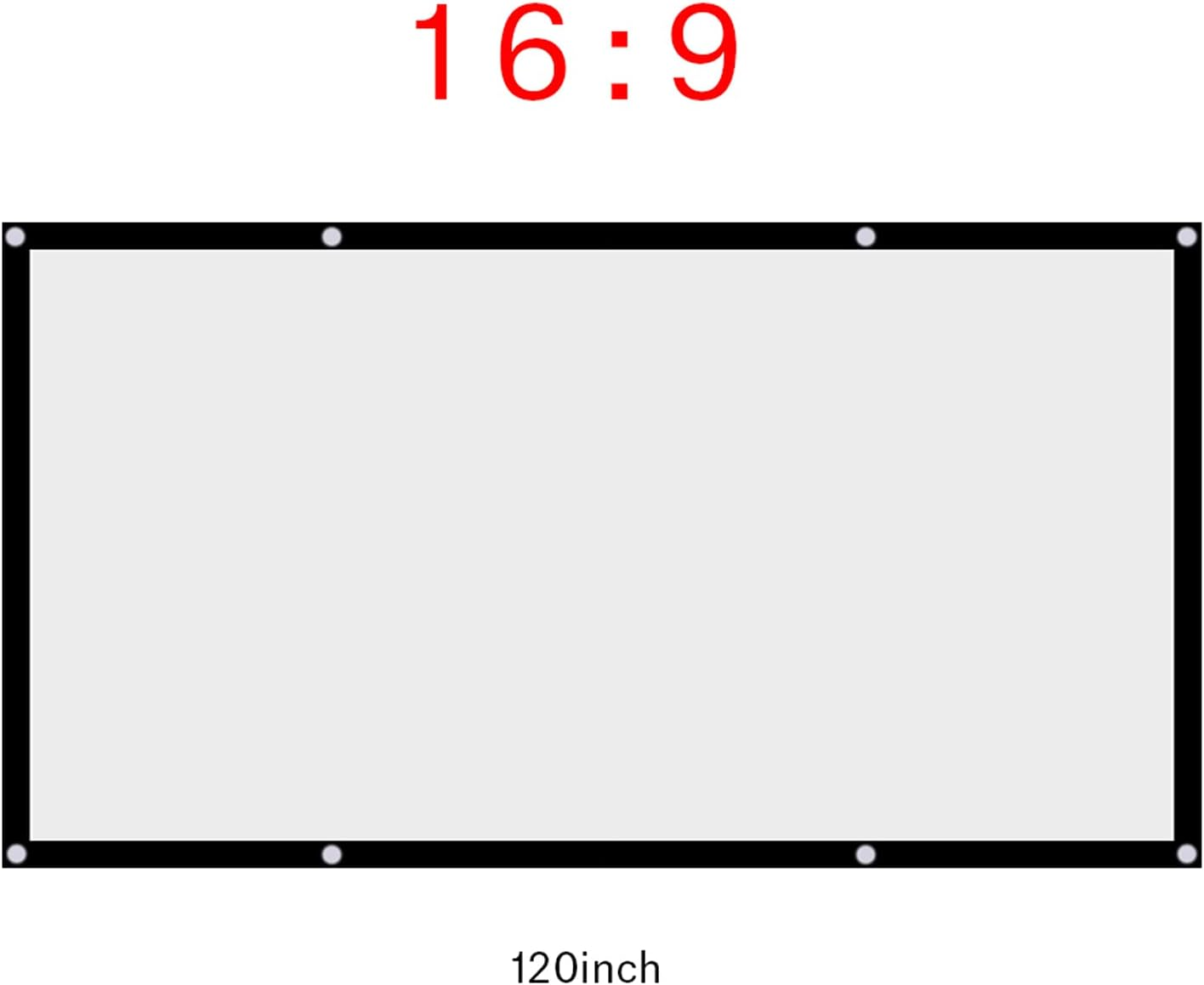 TIKATARER Compact 60-120 Inch White Projector Screen 16:9 with Hanging Holes for Easy Carrying, Projection Screen (120 Inches) image number 5