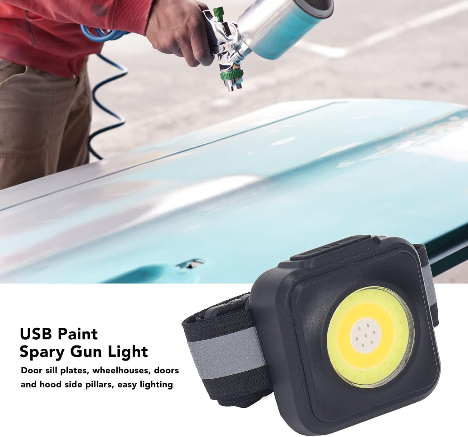 Paint Spray Gun Light, Automotive Paint Gun LED Light Practical USB Spray Paint Gun Light, Spray Gun Portable LED Light for Home, Automotive Spray Gun Spraying Accessories image number 3