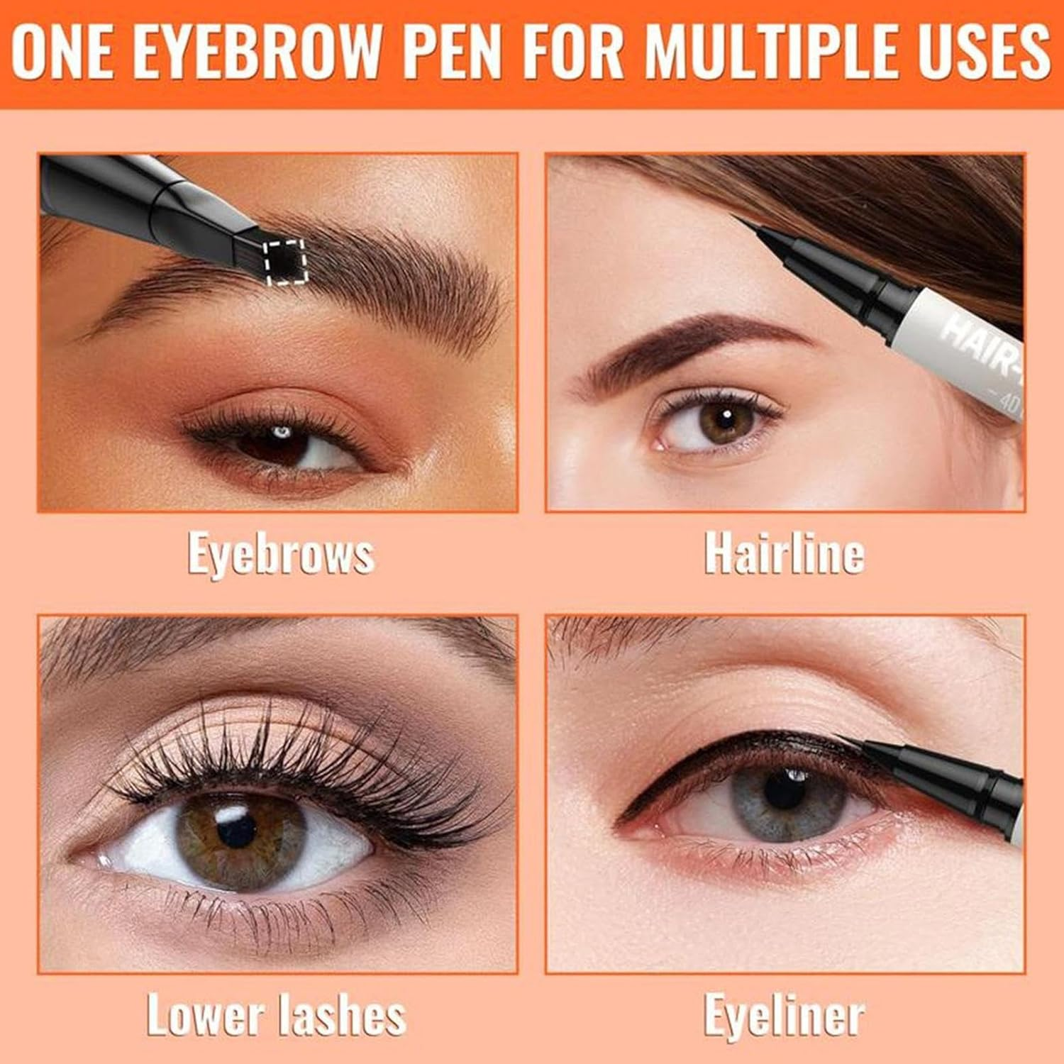 Eyebrow Pencil | 4D 2-In-1 Double-Ended Brow Pen Makeup - Portable Eyebrow Makeup Tool for Women Men Beauty Lovers Parties Dating Gym Travel Business Shopping Dinner Dance Weddings - 05 Black image number 6