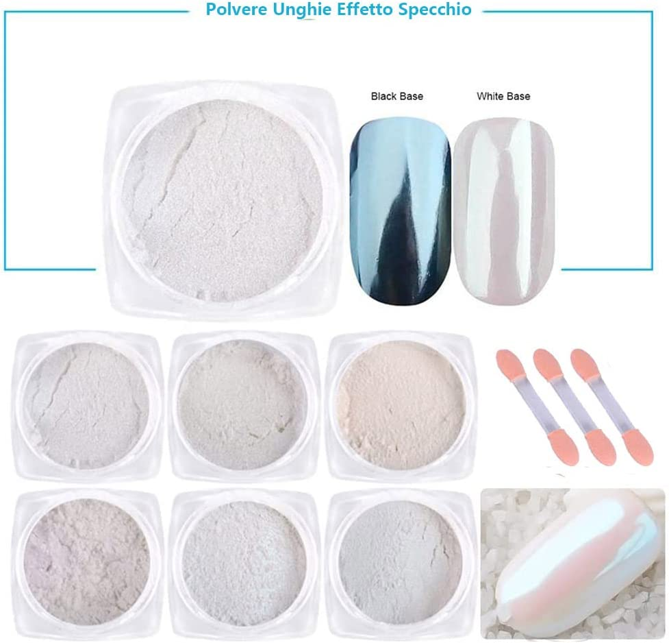 Pearl Nail Powder,6 Colors,Pearl Nails Powder Aurora Mica Powder for Resin Set, Metallic Nail Powder Mirror Multi-Chrome Powder Iridescent Nails Powder Manicure Pigment image number 2