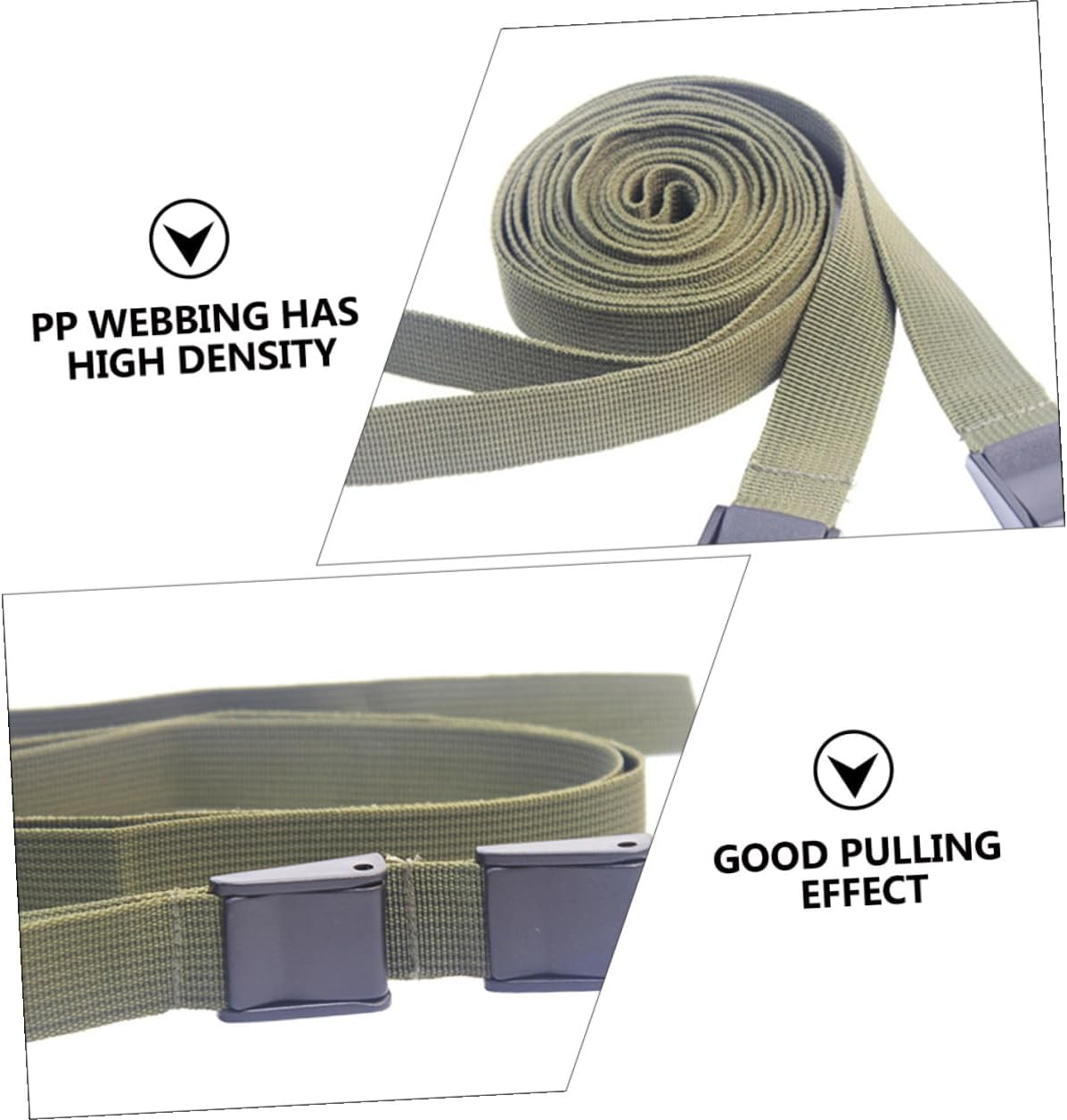 MUSISALY 3Pcs Military Tie Straps PP Webbing with Pom Press Buckle for Camping Luggage Fastening and Cargo Securing image number 3