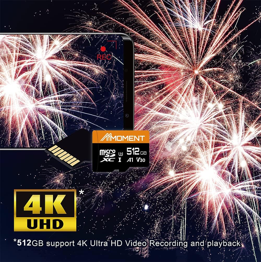 MMOMENT 512GB Micro SD Card, Micro SDXC Memor Card, A1, UHS-I, U3, V30, 4K UHD Memory Card for Nintendo-Switch, Gopro, Tablet, up to 95Mb/S Read, 70Mb/S Write Speed, SD Adapter Included - A2 V30 image number 3