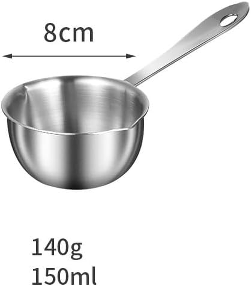 Stainless Steel Butter Warmer Measuring Pan,Sauce Pan,Butter Warmer,Butter Melting Pot,All in One Flat Bottom,Stainless Steel Butter Hot Pot (Silver, One Size) image number 1