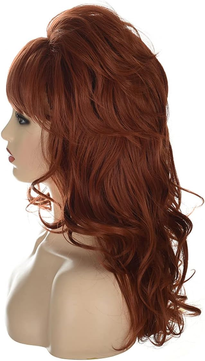 80S Housewife Wig FVCENT Large Bouffant Hair Long Wavy Classic Beehive Wigs with Bangs Married Costumes for Women