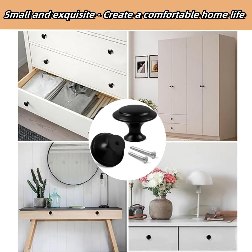 Jindizi 12 Pcs Circular Cabinet Knobs Stainless Steel Drawer Knobs Wardrobe Hardware Matte Black Drawer Knobs Kitchen Cabinet Doors Bathroom Cabinets image number 3