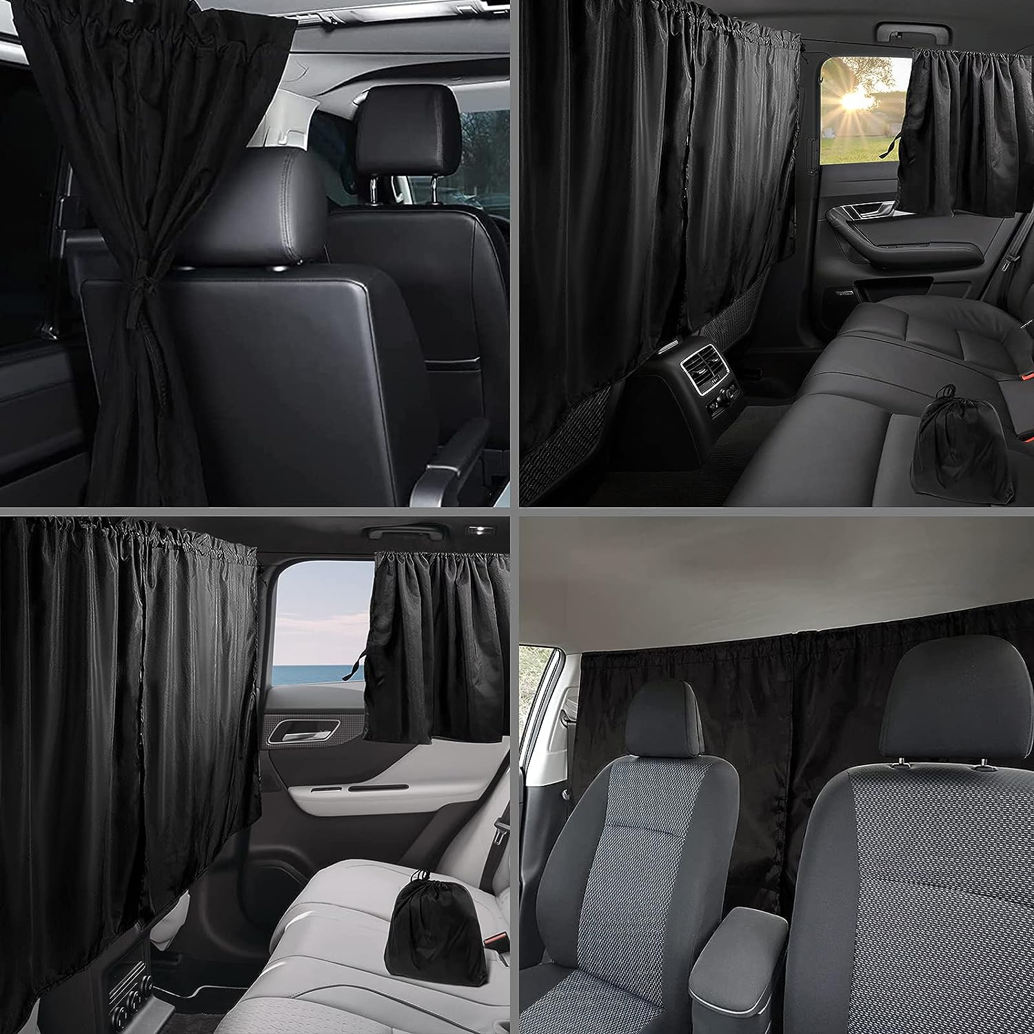 NEMTMCUA Car Privacy Curtains Universal Car Divider Curtain between Rear Seat Auto Blackout Curtains Car Sun Shades Side Window Covers Car Accessories for Travel Camping Nap Sleeping(3Pcs) image number 2