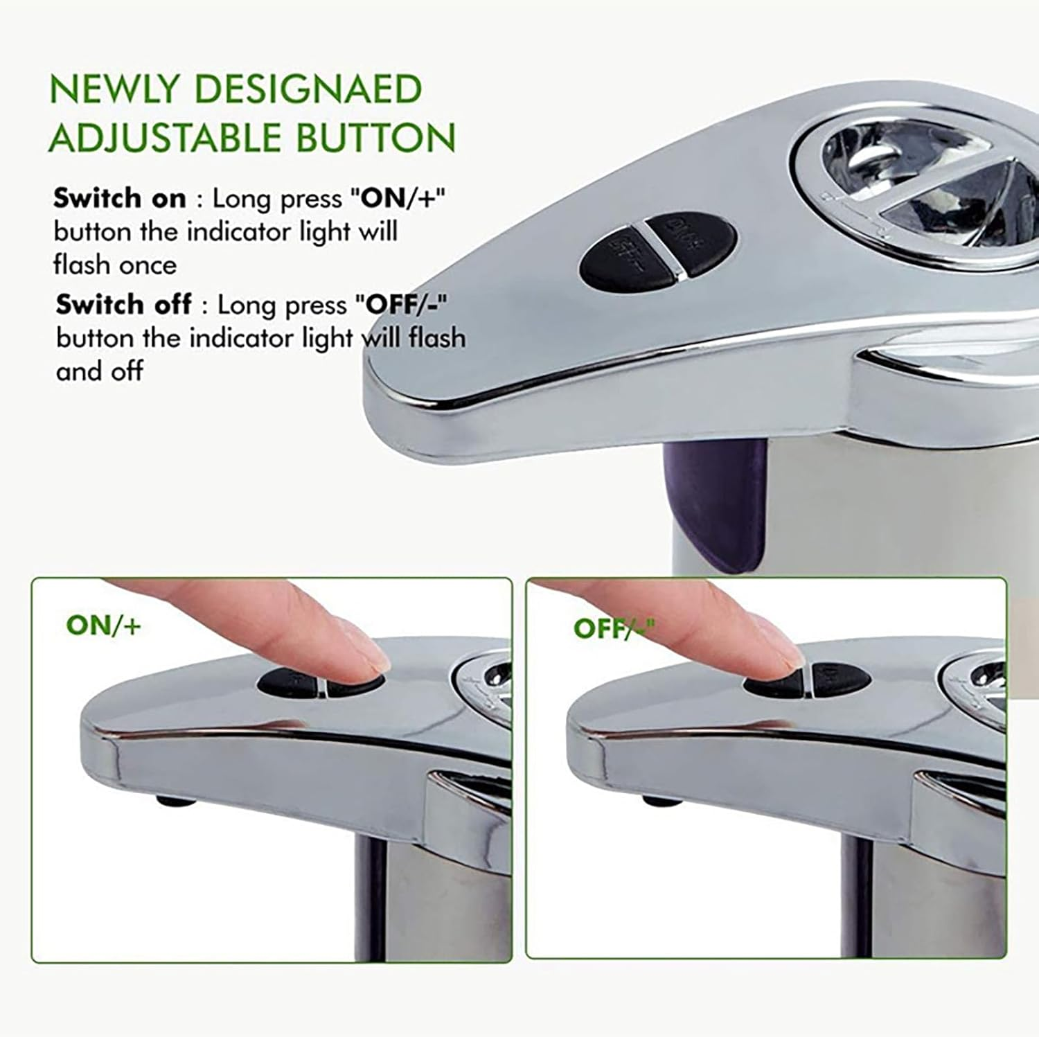 YAKESD Touch-Free Battery Operated Electric Automatic Liquid Soap Dispenser,Touchless Dish Soap Dispenser 12.5Oz/370Ml with Adjustable Volume Control Dial for Bathroom Kitchen (Not Included Battery)