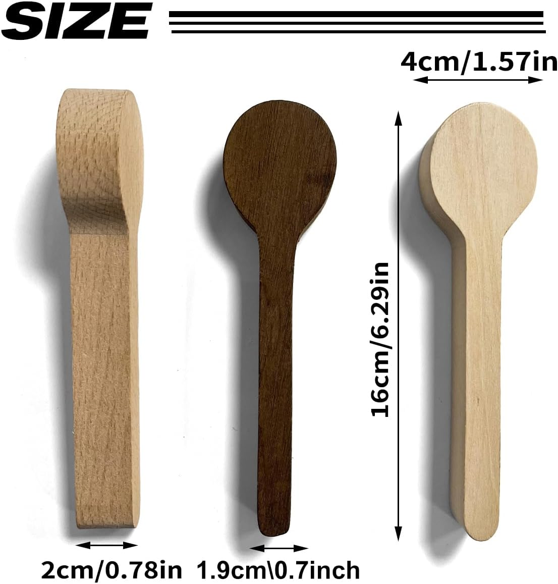 NILLOS Wood Carving Spoon Blank Set, 3 PCS Unfinished Wooden Spoon for Beginner Expert DIY Wood Craft (16X4 Cm/6.29X1.57 In)