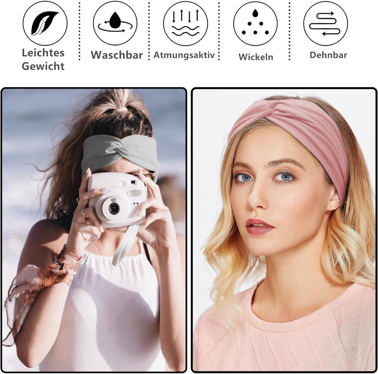 Norhogo Pack of 4 Women'S Winter Hair Bands, Elastic Wide Headband, Twisted Knotted Stretchy Wrap Boho Headbands, Sports Headband, Yoga Hair Accessories for Women Girls, 4 Colours image number 6