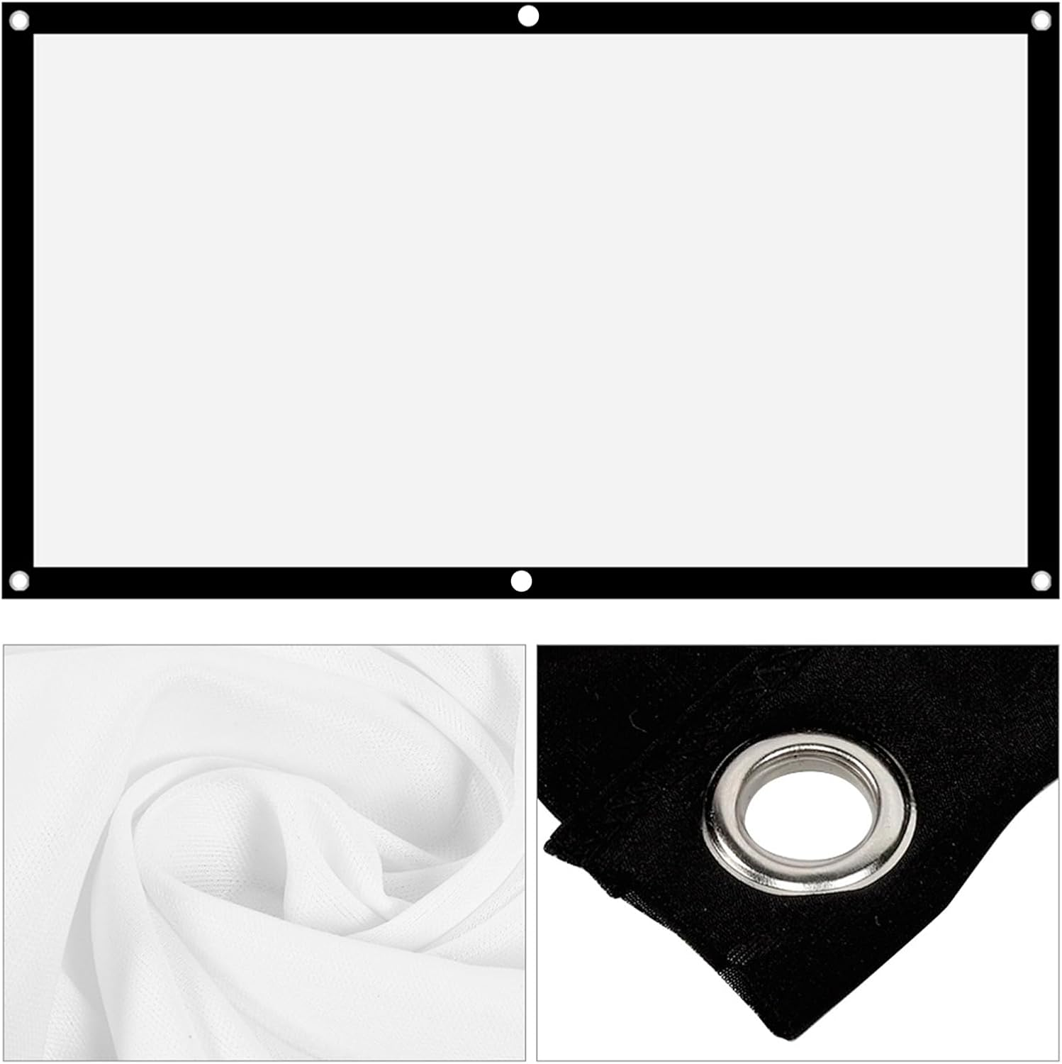 CHICIRIS Non Crease White Projector Screen, 16:9 Thicken Portable Non Crease Soft White Polyester Projector Curtain Projection Screen for Simple Outdoor Use and Storage (60 Inch) image number 1