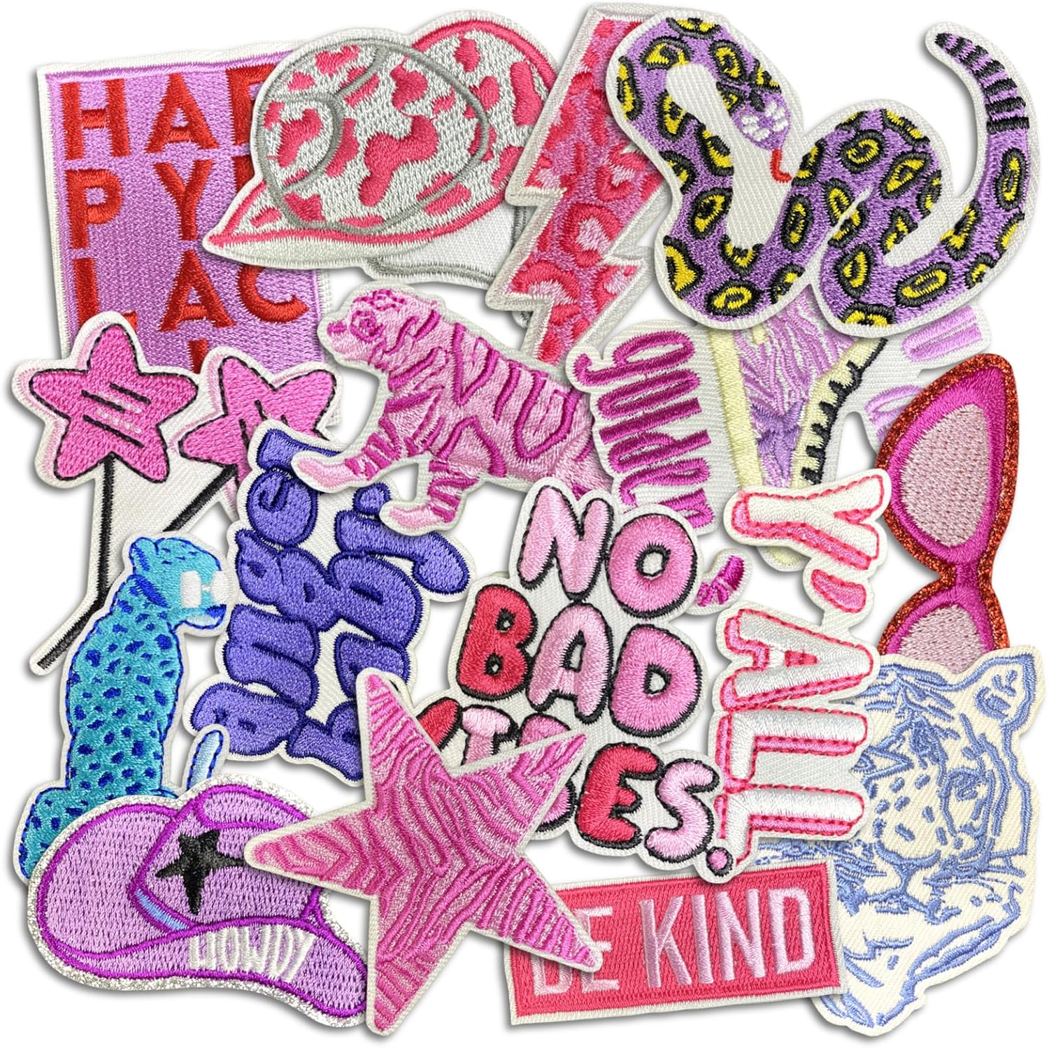 Trendy Patch, Fashion Iron on Patches, Cute DIY Sewing Decor Patches for Backpacks, Embroidery Applique Aesthetic Stuff for Clothing, Jackets, Jeans (Trendy4 16 Pcs)